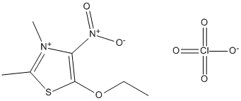 Molecular Structure of 89717-62-4 (Thiazolium, 5-ethoxy-2,3-dimethyl-4-nitro-, perchlorate)